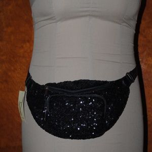 Collection 18 Sequin Black Belt Bag